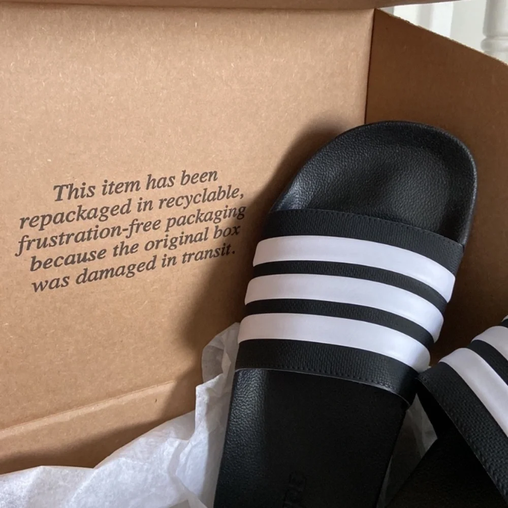 NIB Adidas slide sandals Shiny Shower NEW IN BOX light weight shine